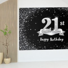 HAMIGAR 6x4ft Happy 21st Birthday Banner Backdrop – 21 Years 6x4ft, Silver