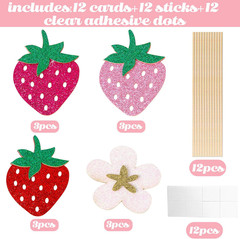 Strawberry Centerpiece Sticks Glitter Strawberry Party Decorations 12Pcs Centerp