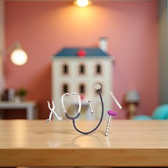 5 Pcs Silvery Dollhouse Mini Stethoscope Care Tools, Dollhouse Dolls Miniatur…