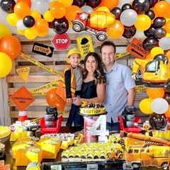 151Pcs Construction Party Supplies – Birthday Decorations, Balloon Arch, Caution