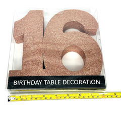Sweet 16 Happy Birthday Decor Table Topper Number Sign Sparkling Glitter 8”
