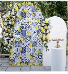 VitalCozy Arch Backdrop Cover Mediterranean Lemon Tile Stand Background