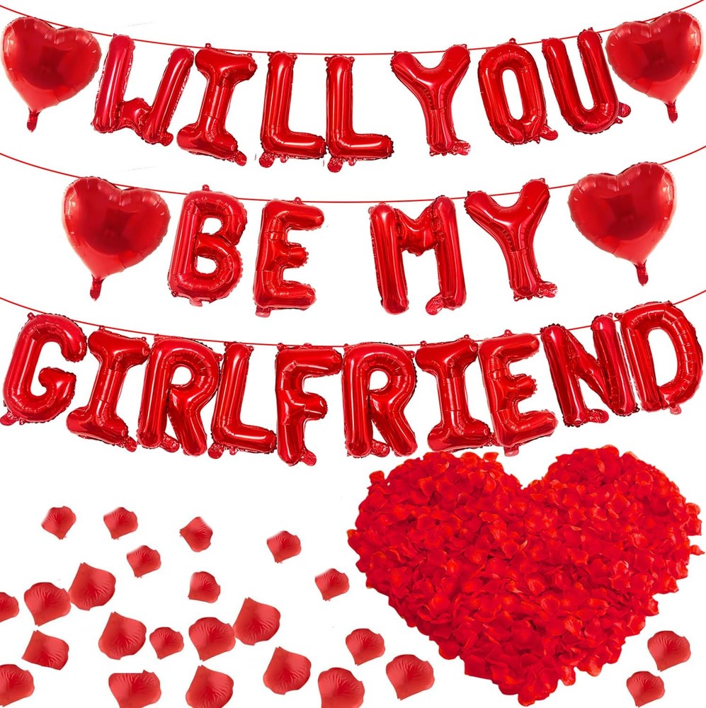 16 Inches Red ‘WILL YOU BE MY GIRLFRIEND’ Proposal Letter Balloons with Heart…