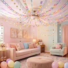Fancy Party Decor Set 308 Sheets Colorful Paper Chains Strips, Silver Metalli…
