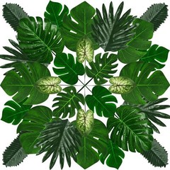50 Pieces 7 Kinds Tropical Party Decorations Jungle Monstera Leaves Green