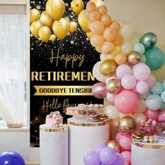 Happy Retirement Door Banner | Black Gold Retirement Party Decorations Door C…