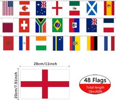 60ft Multi-Color Flags Banner for World Cup 2026 – Durable Double-Sided Decor