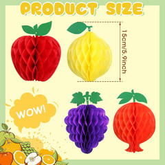 12 Pcs Sukkot Fruit Hanging Decorations Honeycomb Hanging Tissue Paper Ball Stra