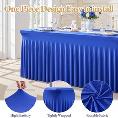 Shillance 6 Packs Royal Blue Tableclothes For 6 Foot Rectangle Table Wrinkle