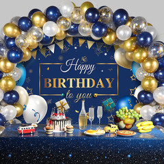 Navy Blue Birthday Confetti Balloons Kit Set 50 Pieces Blue Birthday Photograph