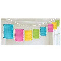 Multi Colored Paper Lantern Garland Party Hanging Decorations ~ 12ft Long