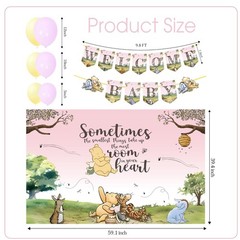 Winnie Baby Shower Decoration Set – “Welcome Baby” Banner, Vintage Balloon Ar…