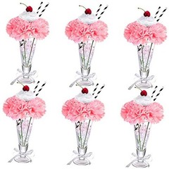 6 Sets Pink Carnations Artificial Flowers, 50’s Theme Party Decorations 58