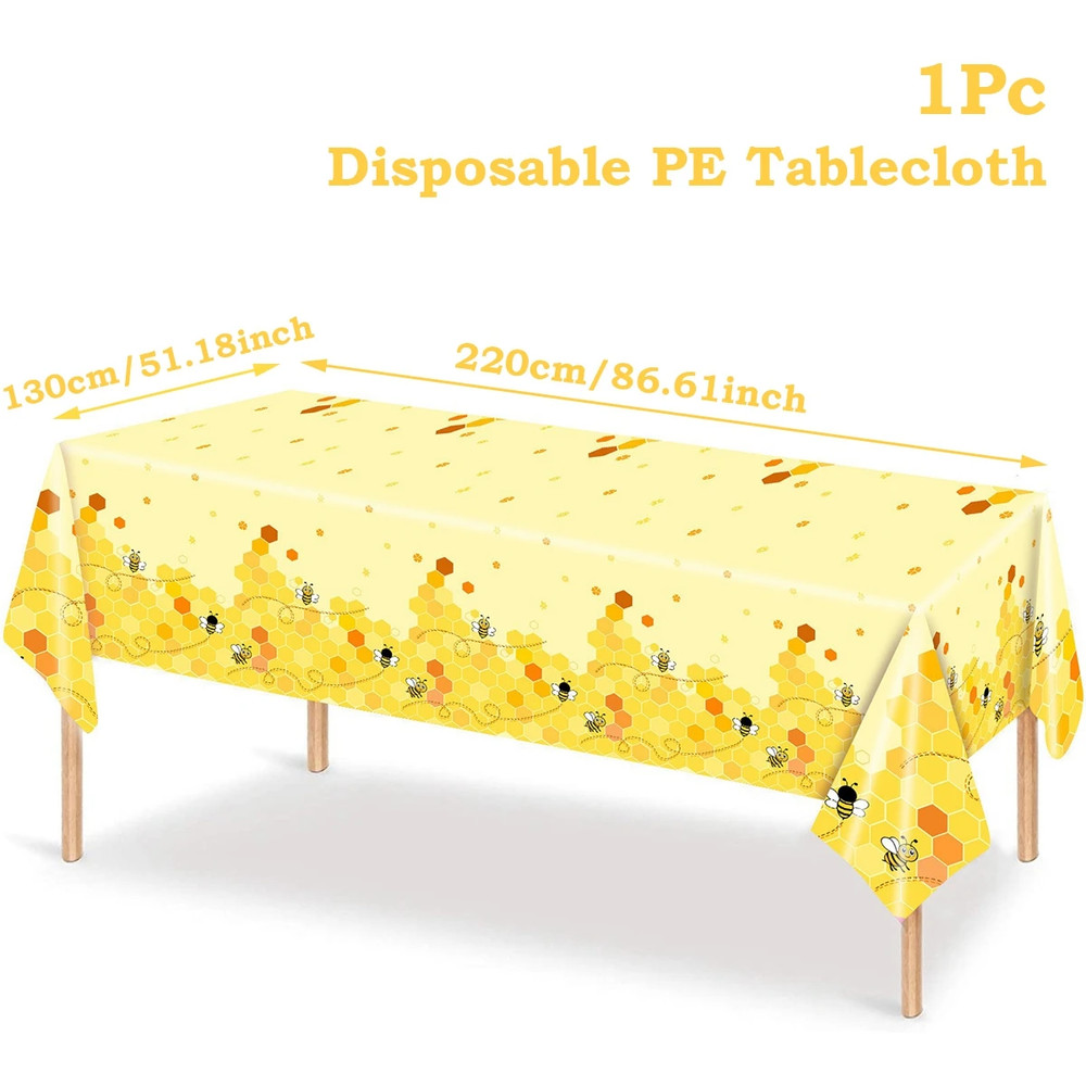 Bee Hive Theme PE Tablecloth Happy 1St Birthday Party Decorations Kids Kitchen D