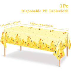 Bee Hive Theme PE Tablecloth Happy 1St Birthday Party Decorations Kids Kitchen D
