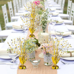 6 Pcs Metallic Foil Spray Centerpiece Party Happy Birthday Gold and Silver Small