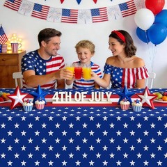 Celebrate Independence Day with 3 Pack Red & Blue Disposable Table Covers 54×108