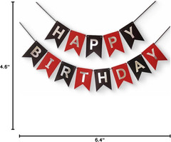 Red Silver Black Happy Birthday Banner Sign Decorations for Boys Girls Men Women