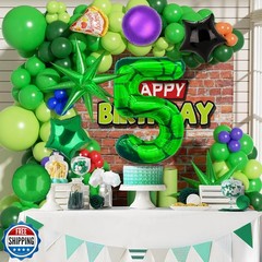 7Pcs Cartoon Turtle Theme Birthday Decorations 40 Inch Number 5 Foil Balloons