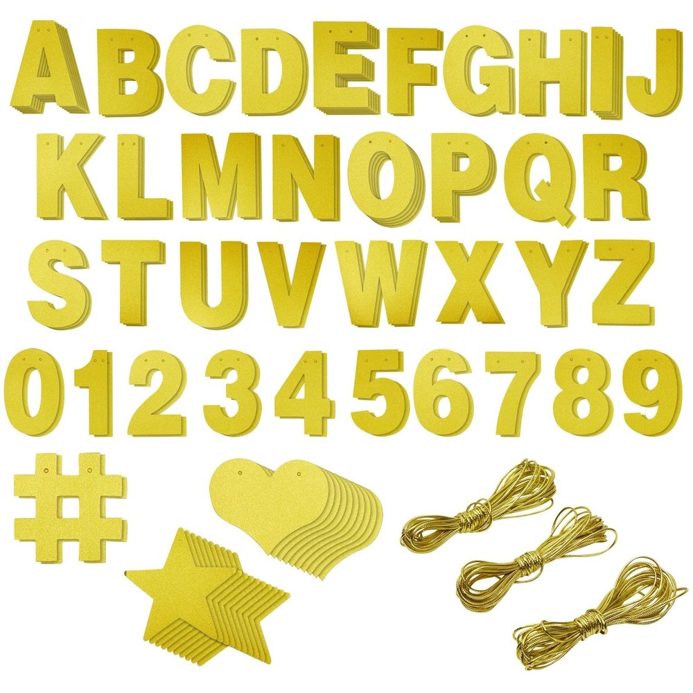 Make Your Own Banner Kit – 130-Piece, Gold 130 Piece Set, Glitter