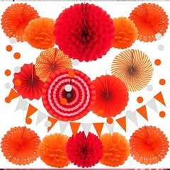 12 PCS Orange Paper Pom Poms Decorations 8 10 12 Inch Tissue Flowers