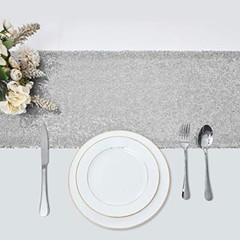 6 Packs 12 x 108 inches Silver Sequin Table Runner Glitter Silver Table Runne…