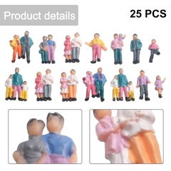 25 Pack Figures People 1:87 Scale Mixed Painted Passengers Accessories