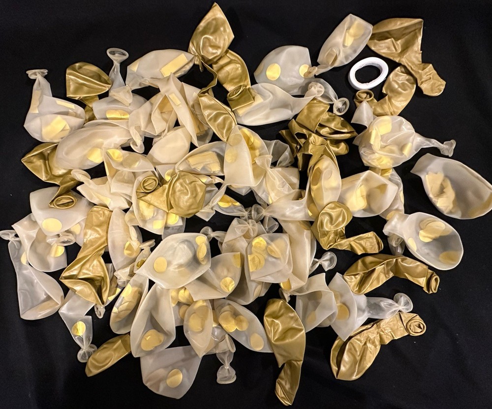70 Piece Balloon Arch Spray Collection Latex Gold & Clear Gold Filled Balloons