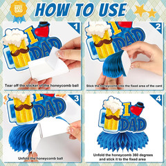 9 Pcs Father’S Day Decorations, Double Sided Happy Fathers Day Honeycomb