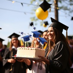 Breling 24 Pcs Blue And Gold Graduation Centerpiece Sticks Felt Graduation