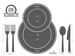 OCCASIONS 150PCS Ivory Plastic Plates with Gold Silverware for 25 Guests – El…