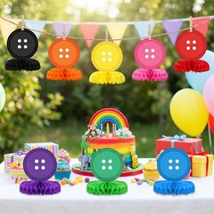 8 Pieces Button Birthday Party Honeycomb Centerpieces Colorful Red Black Blue…