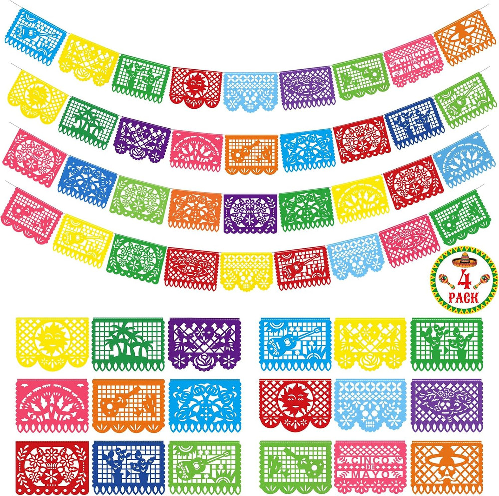 36 FT Cinco De Mayo Decorations, 2 Pack Mexican Party Banner, Plastic Fiesta