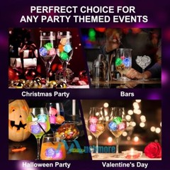 24x Waterproof Light Up LED Ice Cubes for Drinks Party Glowing Flashing Ice Cube