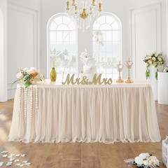 72inch Champagne Gold Tulle Table Skirts for Rectangle Round Tables, Gold Gri…