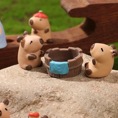 7 Pieces Mini Capybara Automobile interior Set – Bonsai Decor, Cake Toppers,