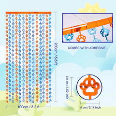 Blue Dog Birthday Decorations, 2 Pack 3.3X6.6 Ft Orange Blue Paw Foil Curtains