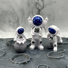 3 Pcs Astronaut Cake Topper Set Space Theme Spaceman Figurines Birthday Decor