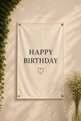Customizable Linen Birthday Banner, Minimalist Party Backdrop, Reusable Decor