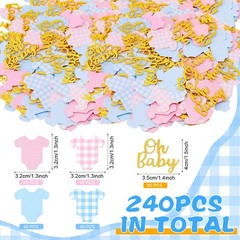 240 PCS Blue Pink Gingham Gender Reveal Baby Shower Glitter Confetti