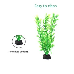 AQUANEAT Artificial Fish Tank Plants, Plastic Aquarium Decorations, Green