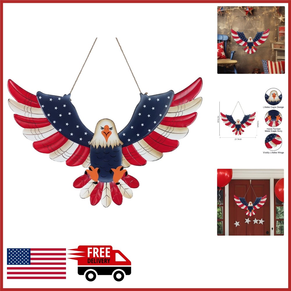 Patriotic American Eagle Wall Art 22» Metal 4th of July Indoor Outdoor Decor