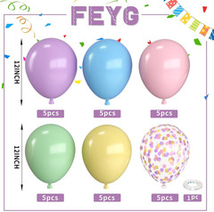 Pastel Balloons,12 Inch Rainbow Macaron Pink Blue Purple Green Yellow Colorful C