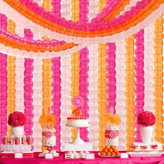 Hot-Pink Burnt-Orange Fall Party-Decorations – 12pcs Streamers-Garland Birthd…