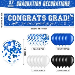 37Pcs Graduation Banner Balloon Decorations Class of 2026, Congrats Grad Bann…