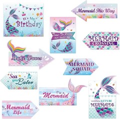 Magical Mermaid Party Decorations – 10PCS Cardboard Signs for Kids’ Celebrations