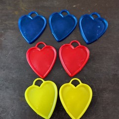 7 Plastic Balloon Weights Blue Red Yellow Heart Vintage Zibi-Core