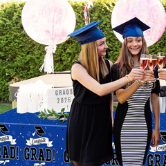 2 PCS Graduation Decorations 2026, 108″ X 54″ Blue Graduation Tablecloth, Dispos