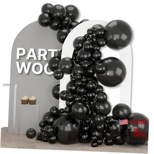 Black Balloons 155 pcs Different Sizes of 18 12 10 5/10/12/18 inch Black-3052