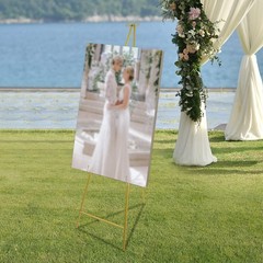 Luxury Gold Bow Display Easel Stand Elegant Metal Floor Standing Frame Holder